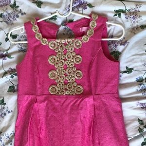 Lilly Pulitzer pink gold accents dress